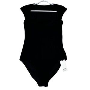 Jets Australia Cap Sleeve Square Neck One Piece Swimsuit NWT Size 6 US Black